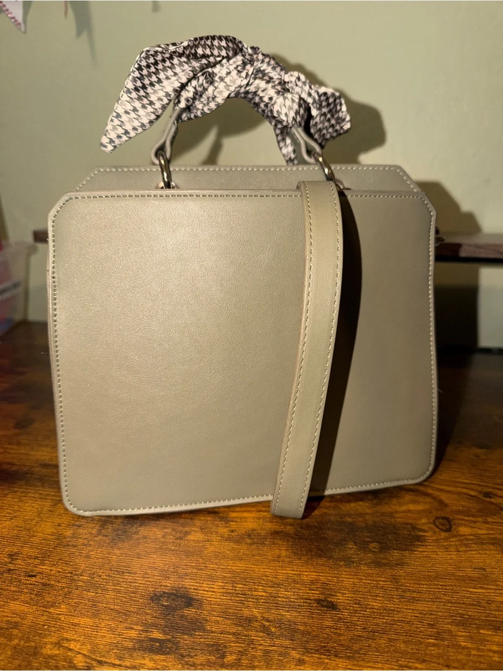 Steve Madden Olive Crossbody Bag with Houndstooth Scarf and Card Case